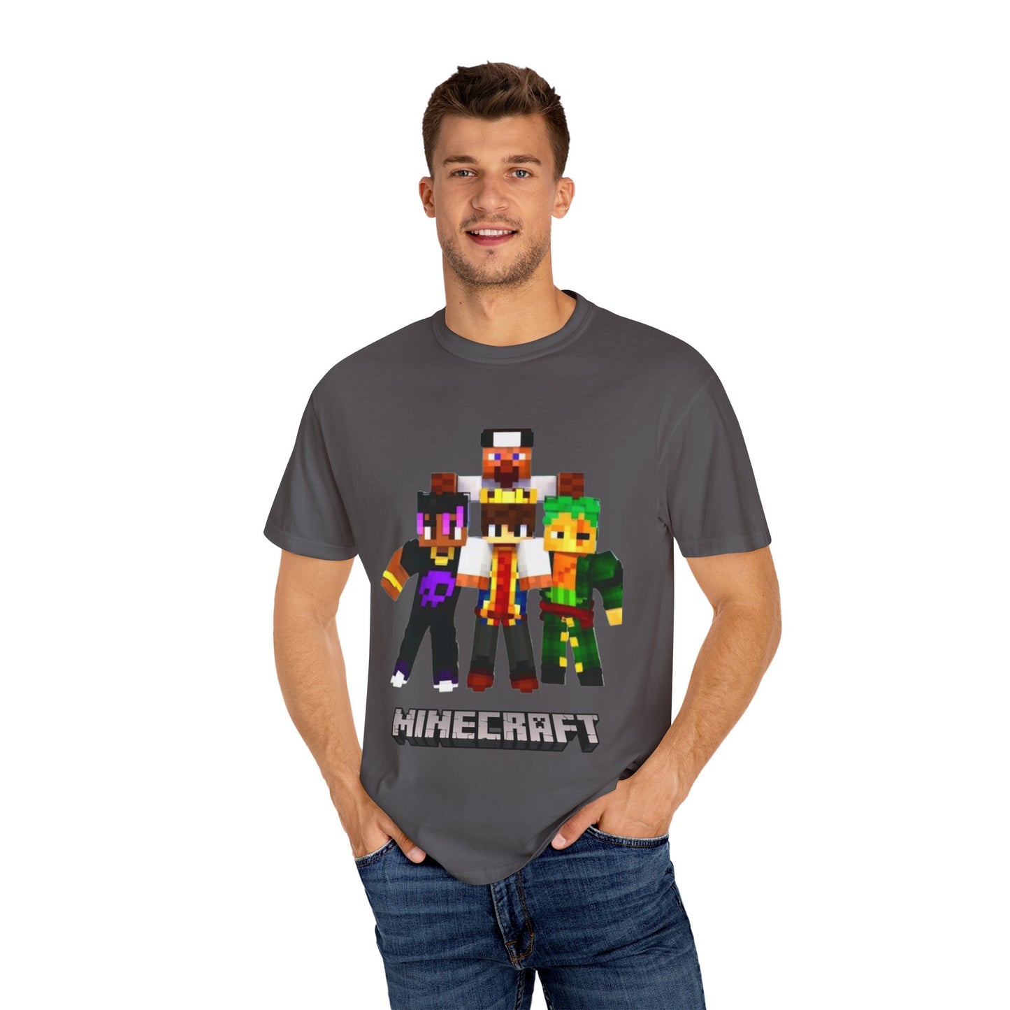 Minecraft-Themed Unisex Garment-Dyed T-Shirt, Gamer Tee, Kid's Gift, Casual Wear, Birthday Present, Video Game Apparel
