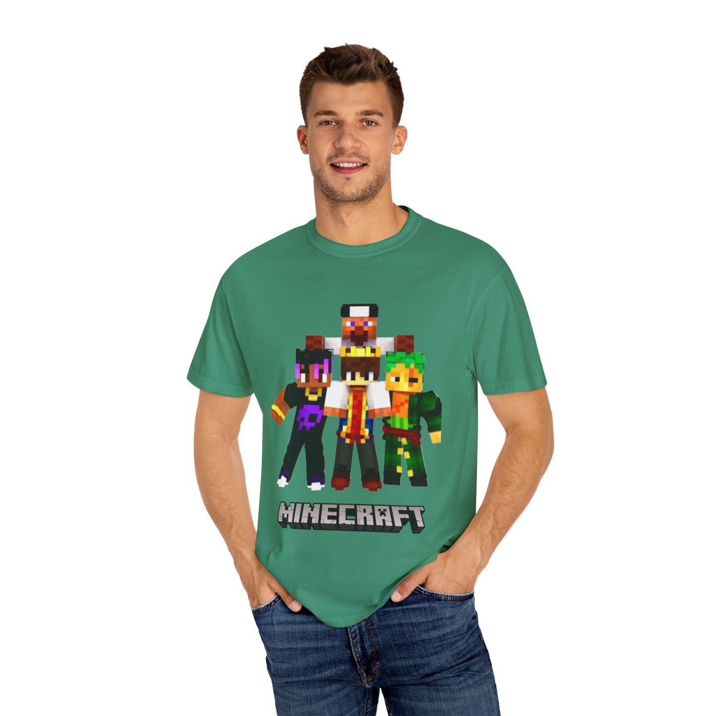 Minecraft-Themed Unisex Garment-Dyed T-Shirt, Gamer Tee, Kid's Gift, Casual Wear, Birthday Present, Video Game Apparel