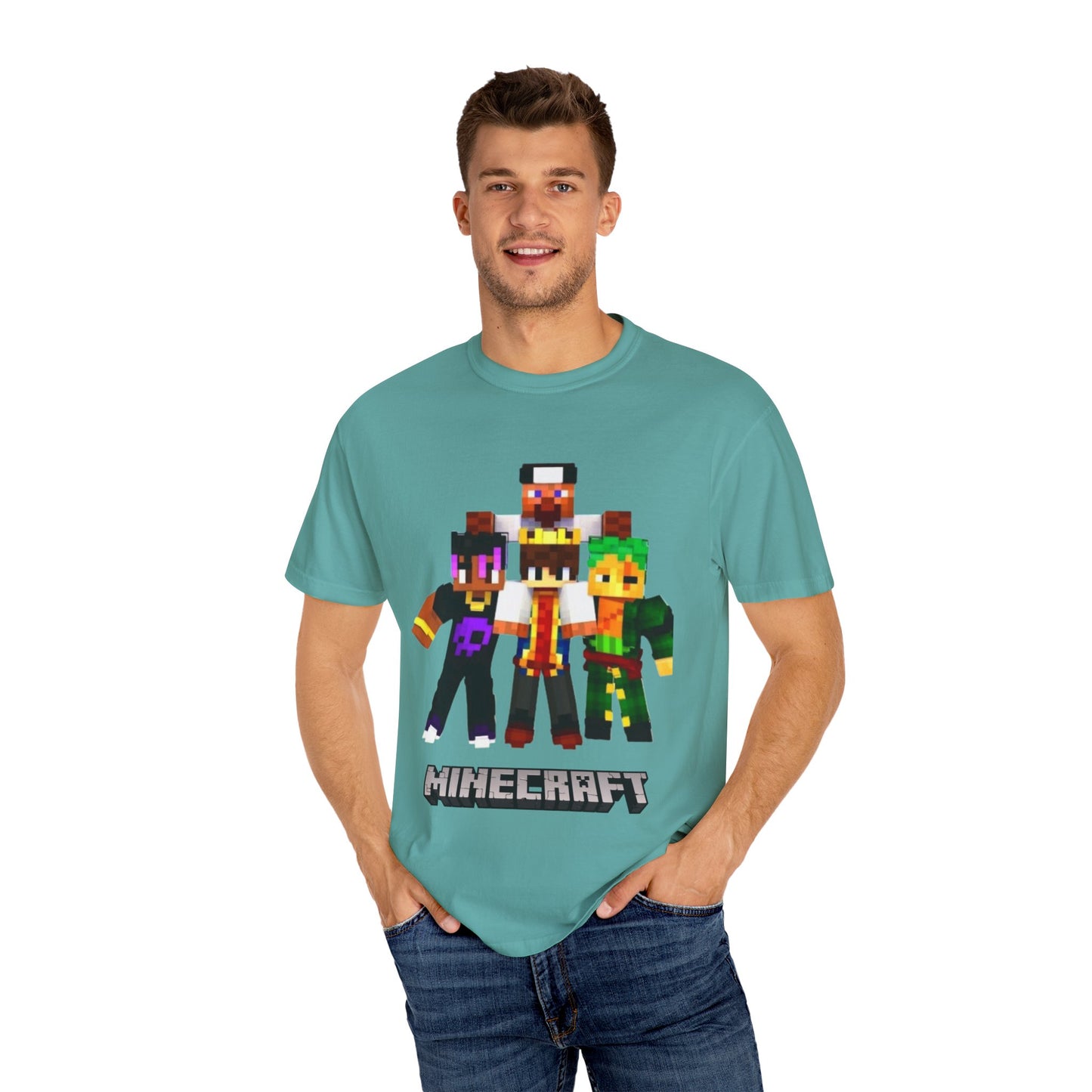Minecraft-Themed Unisex Garment-Dyed T-Shirt, Gamer Tee, Kid's Gift, Casual Wear, Birthday Present, Video Game Apparel