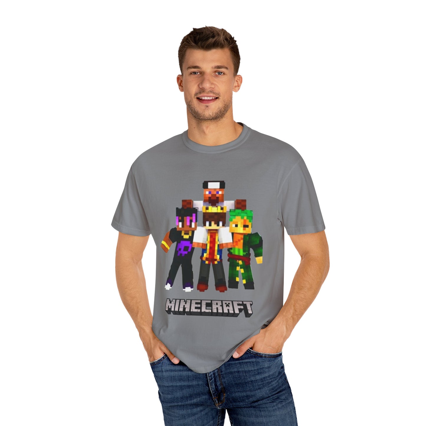 Minecraft-Themed Unisex Garment-Dyed T-Shirt, Gamer Tee, Kid's Gift, Casual Wear, Birthday Present, Video Game Apparel
